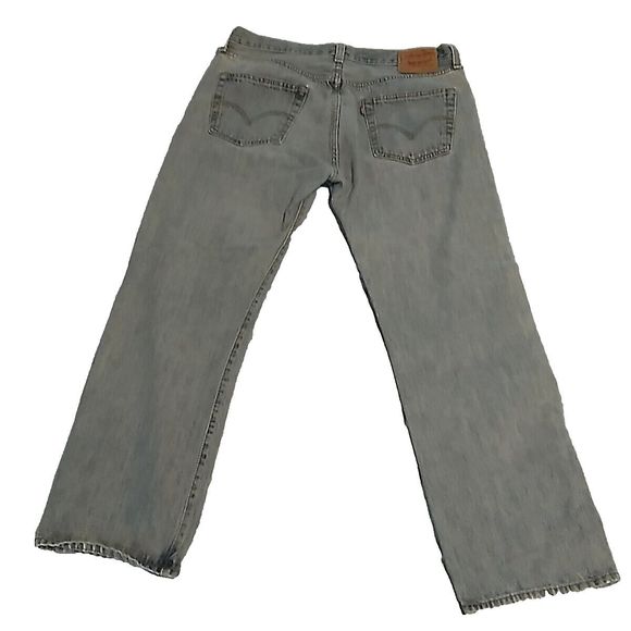 Levi's 501 Button Fly Jeans  Light Blue Straight Denim Mens 38x29 - Picture 2 of 12